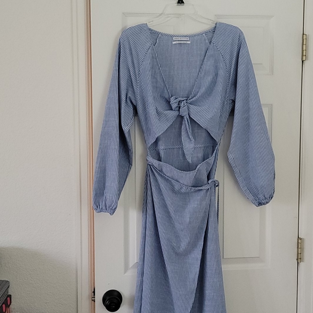 Urban Outfitters Light Blue/White Striped Maxi Dress